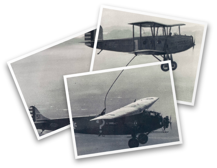 Black and white image collage of two old planes